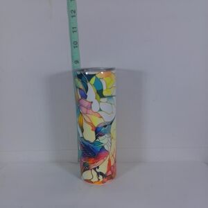 Vibrant Blue and Pink Abstract Drinkware Tumbler